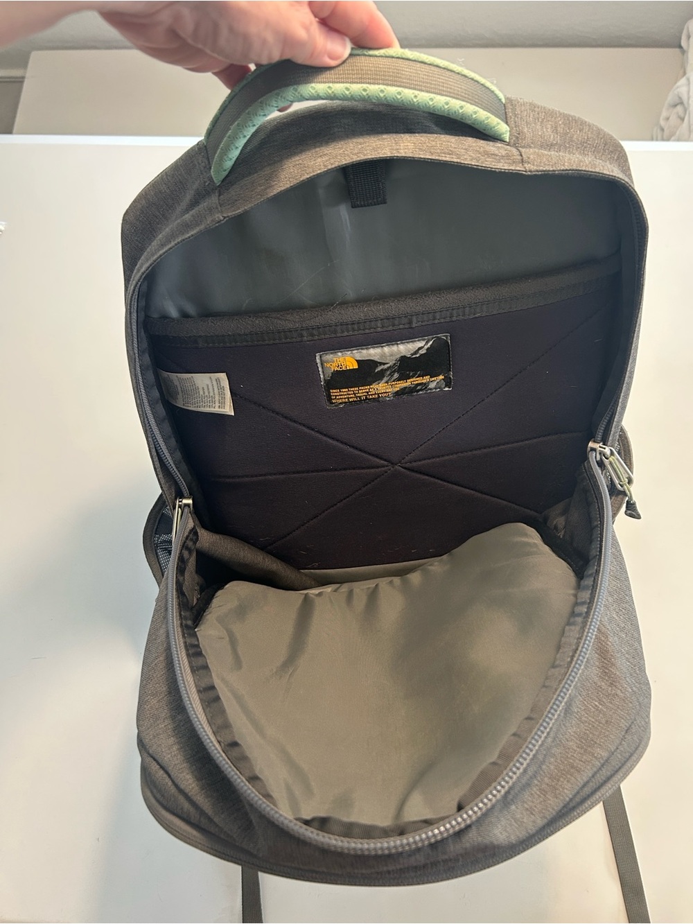 The North Face Gray Recon Backpack with Mint Accents - Picture 3 of 12